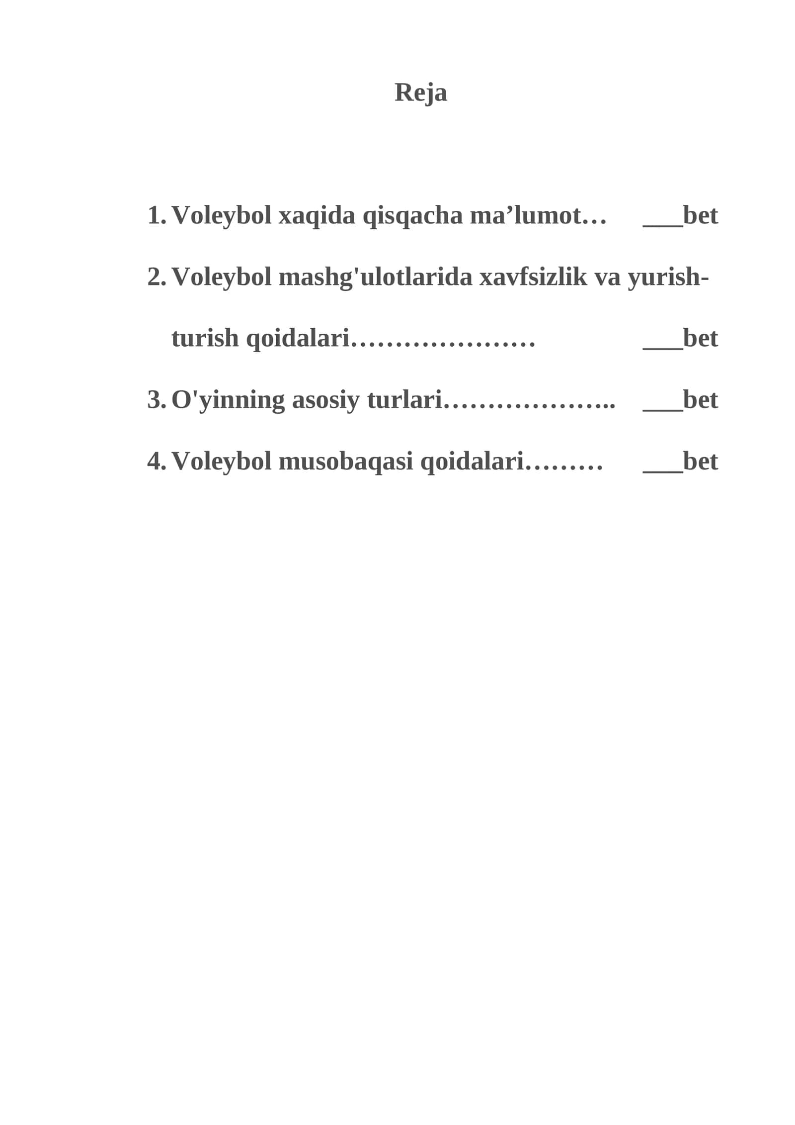 Voleybol xaqida qisqacha ma’lumot
