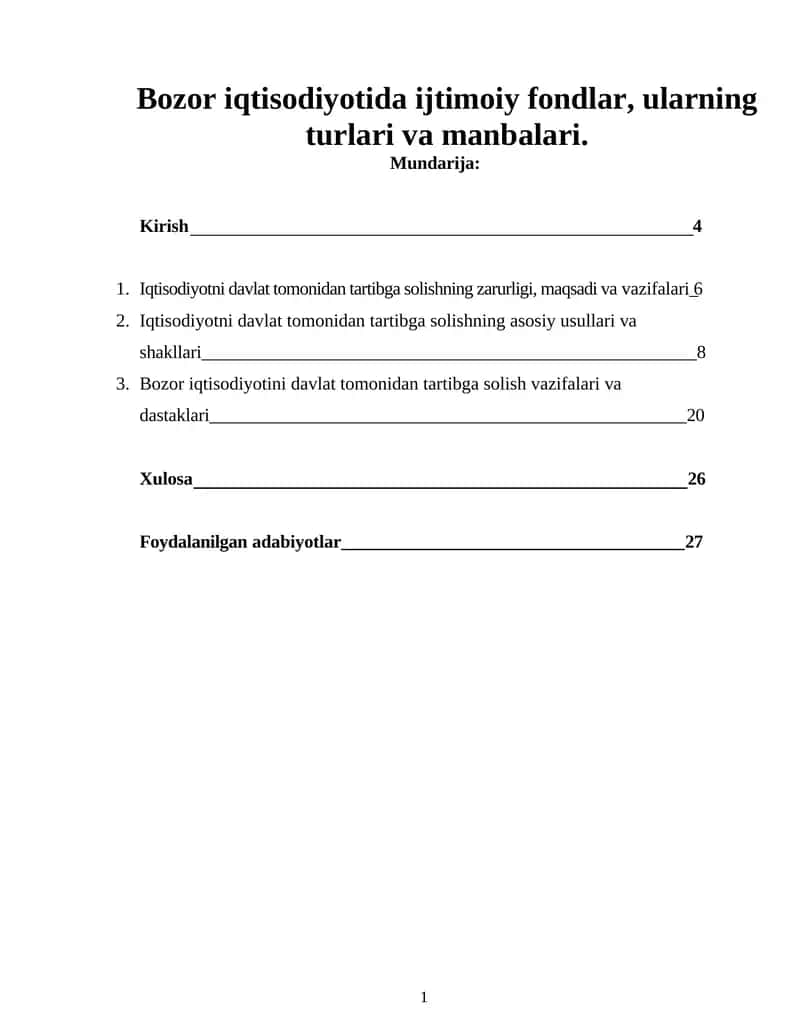 Bozor iqtisodiyotidа ijtimоiy fоndlаr, ulаrning turlаri vа mаnbаlаri