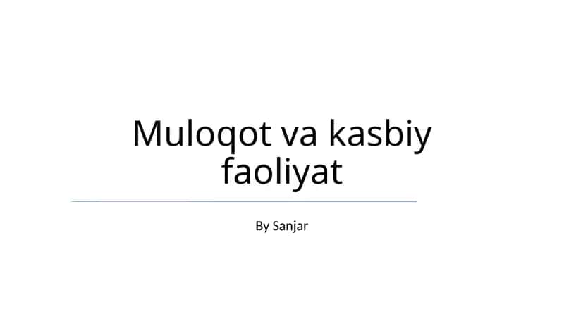 Muloqot va kasbiy faoliyat