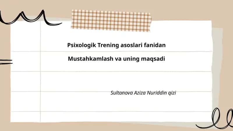 Psixologik Trening asoslari