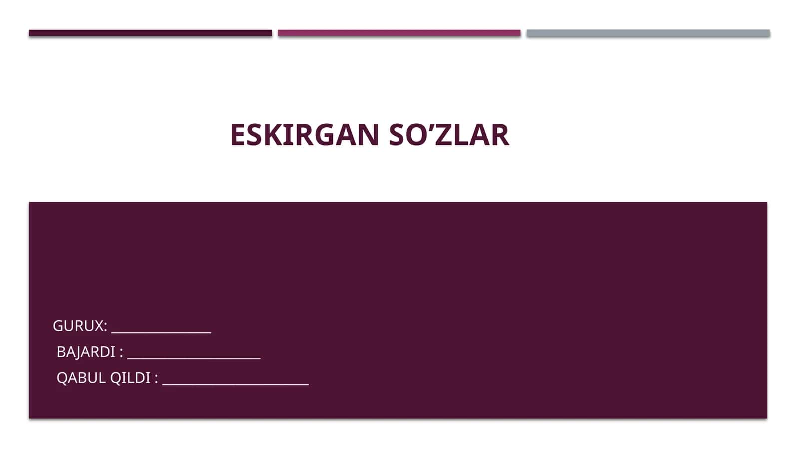 Eskirgan so’zlar