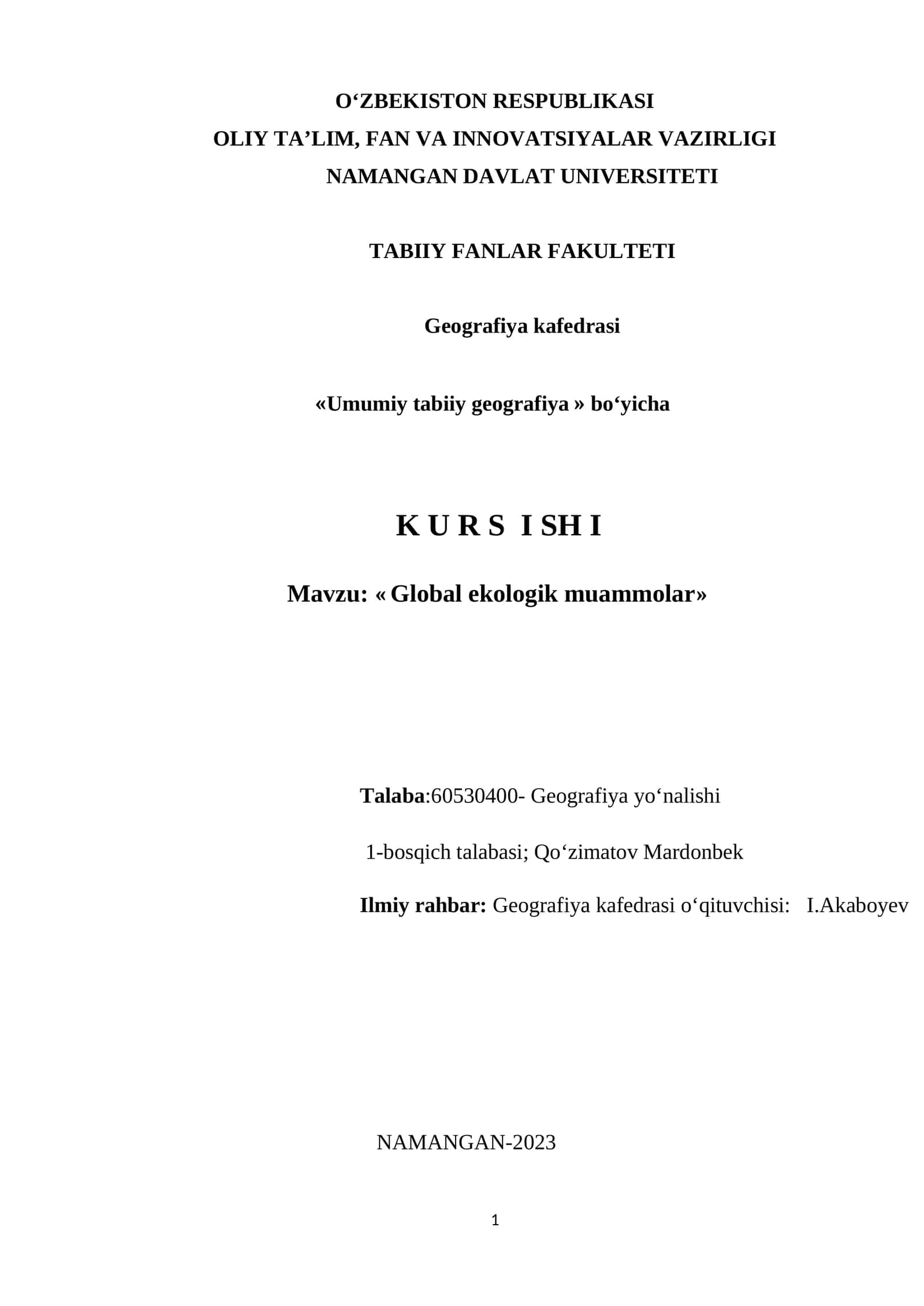 Global ekologik muammolar
