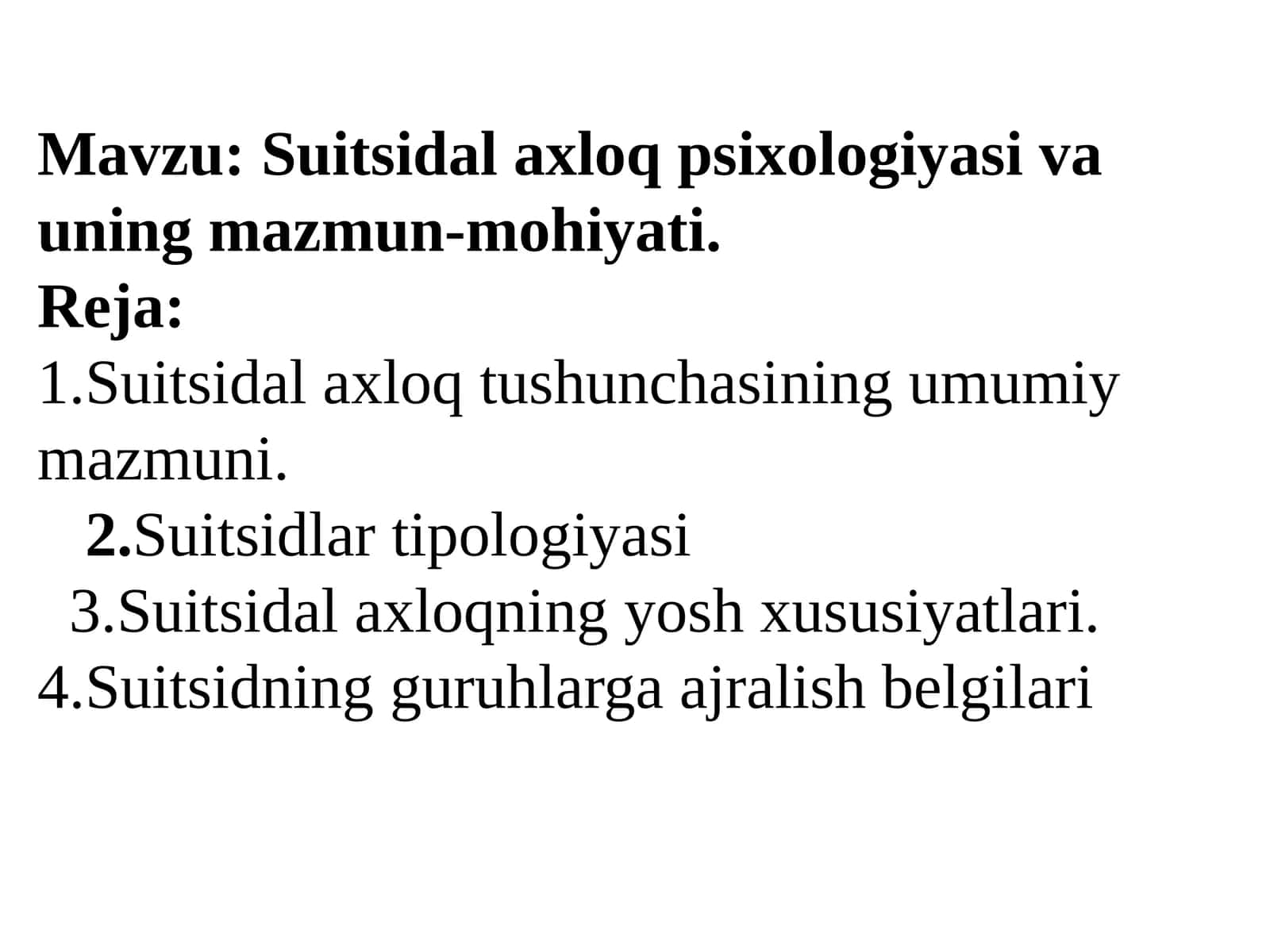 Suitsidal axloq psixologiyasi va uning mazmun-mohiyati