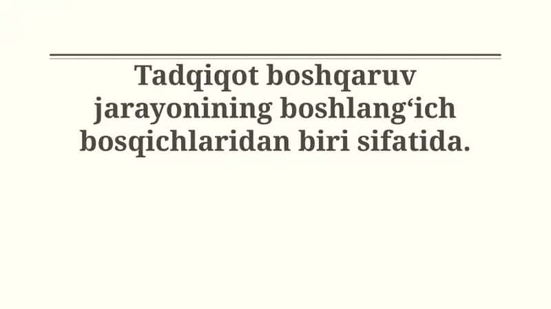 Tadqiqot boshqaruv jarayoni