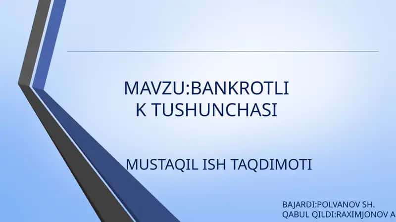 BANKROTLIK TUSHUNCHASI