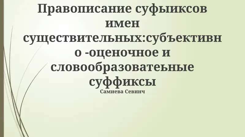 Правописание суффиксов имен существительных:субъективно -оценочное и словообразоватеьные суффиксы