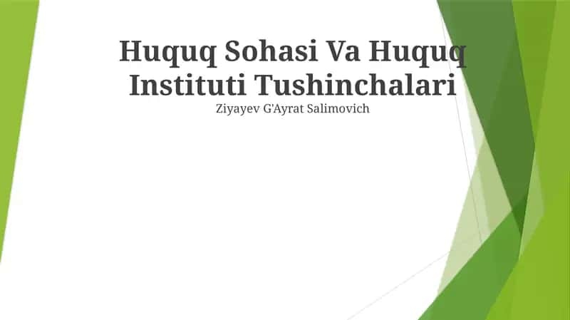 Huquq Sohasi Va Huquq Instituti Tushinchalari