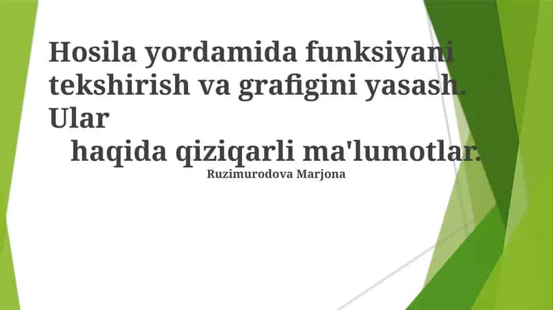 Hosilalar Haqida Qiziqarli Ma'lumotlar