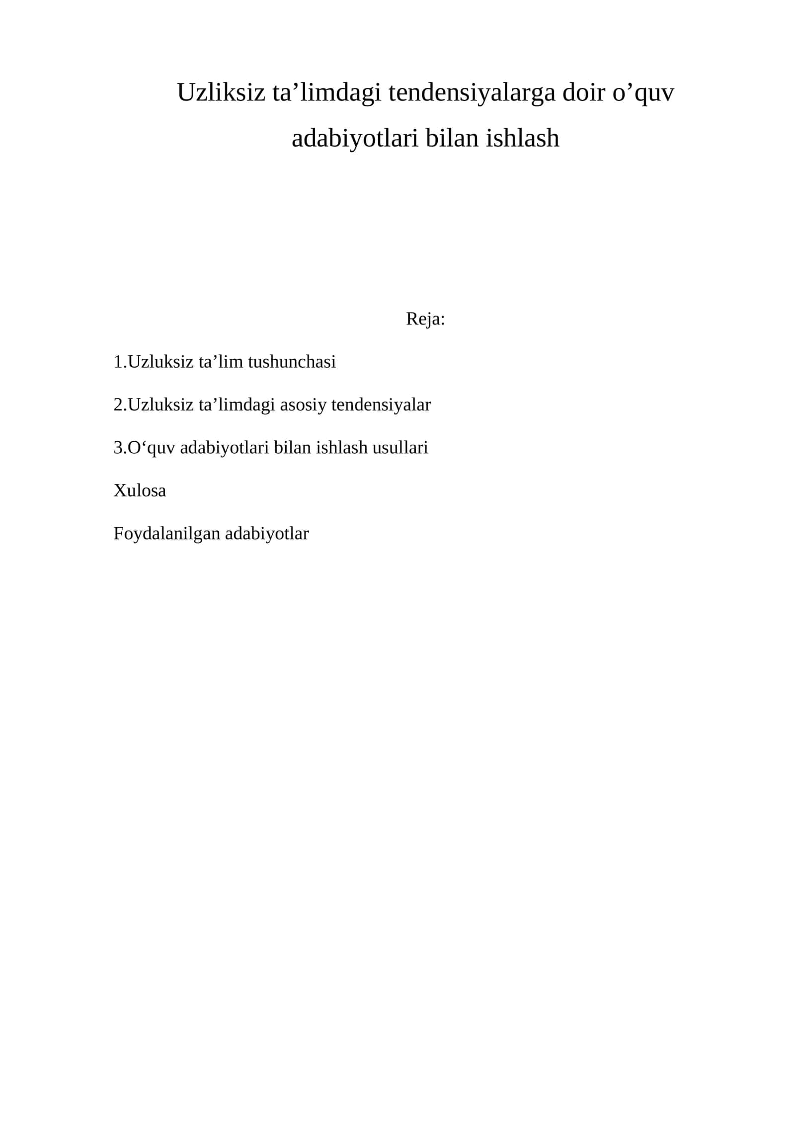 O‘quv adabiyotlari bilan ishlash