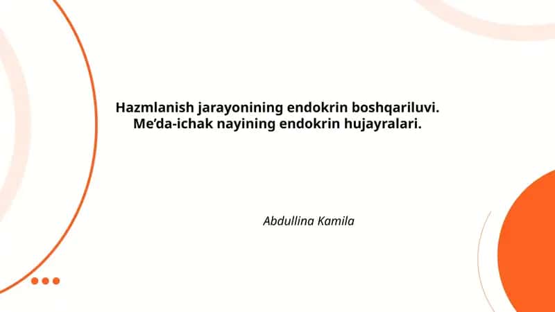 Hazmlanish jarayonining endokrin boshqaruvi