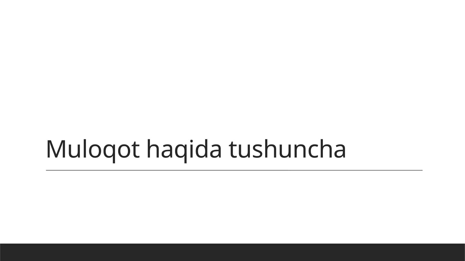 Muloqot haqida tushuncha