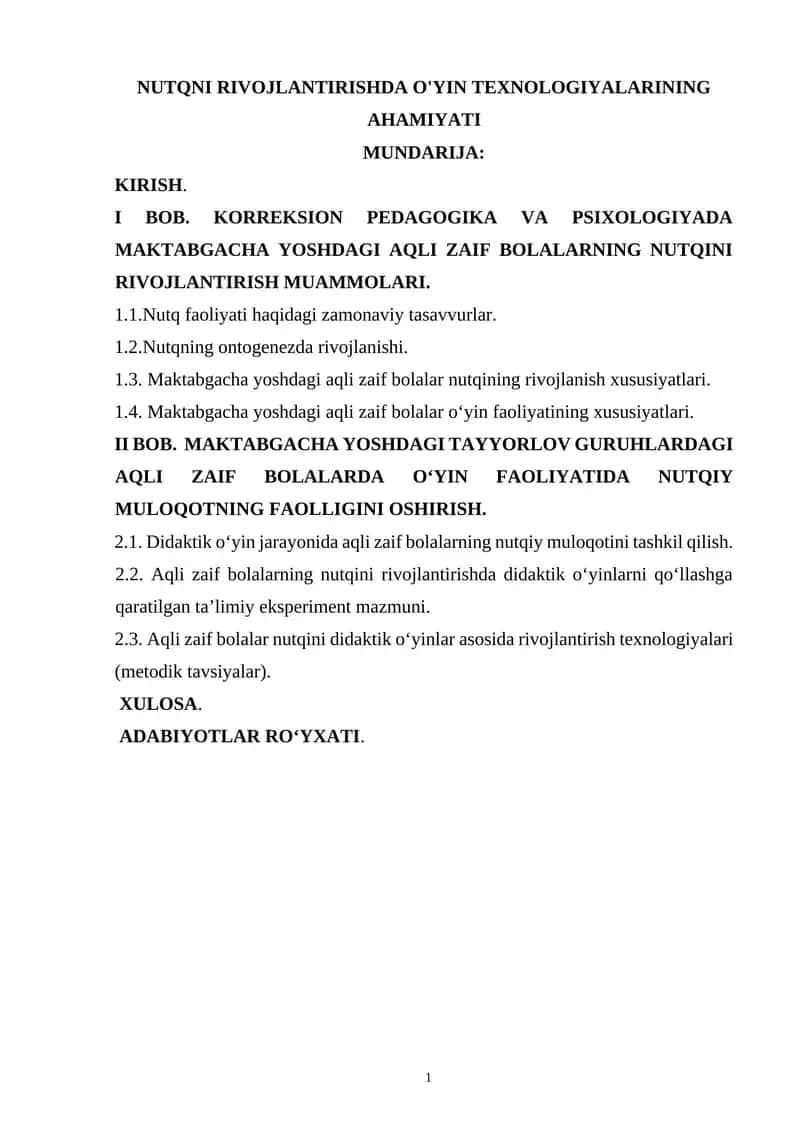 Nutqni Rivojlantirishda O'yin Texnologiyalarining Ahamiyati