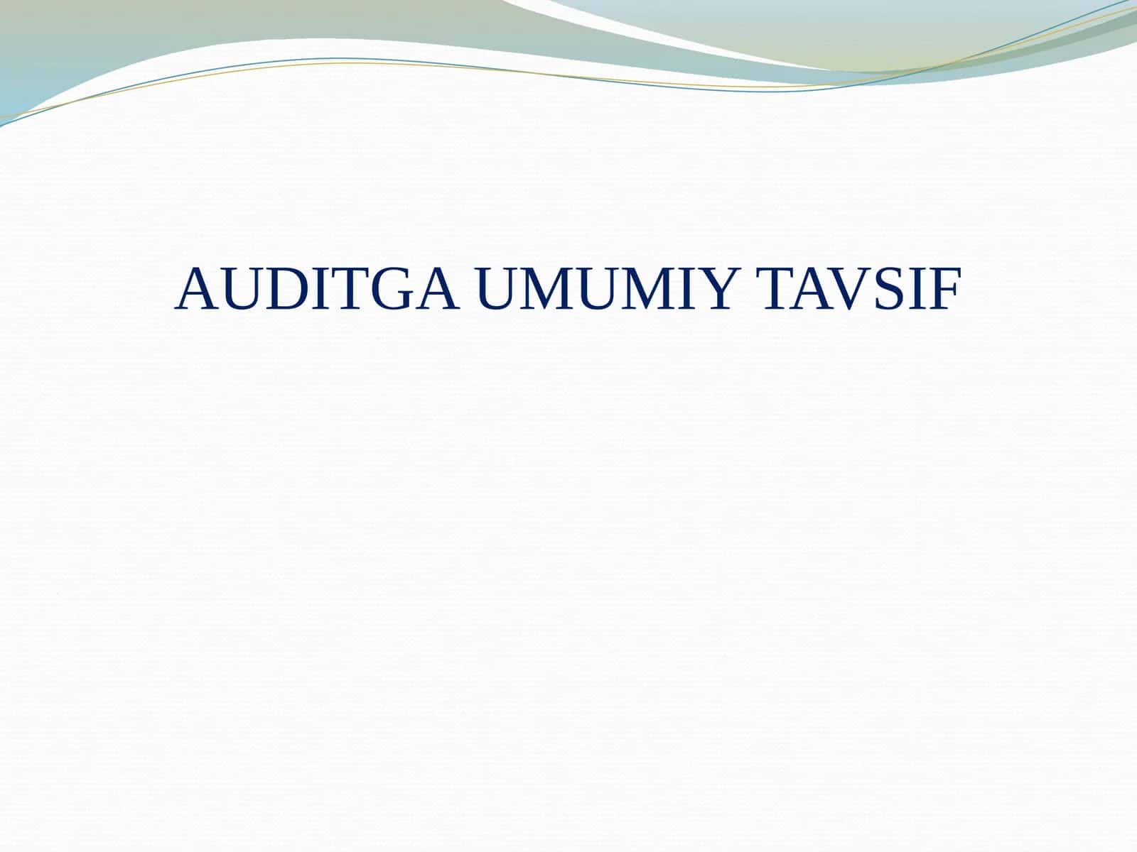 AUDITGA UMUMIY TAVSIF