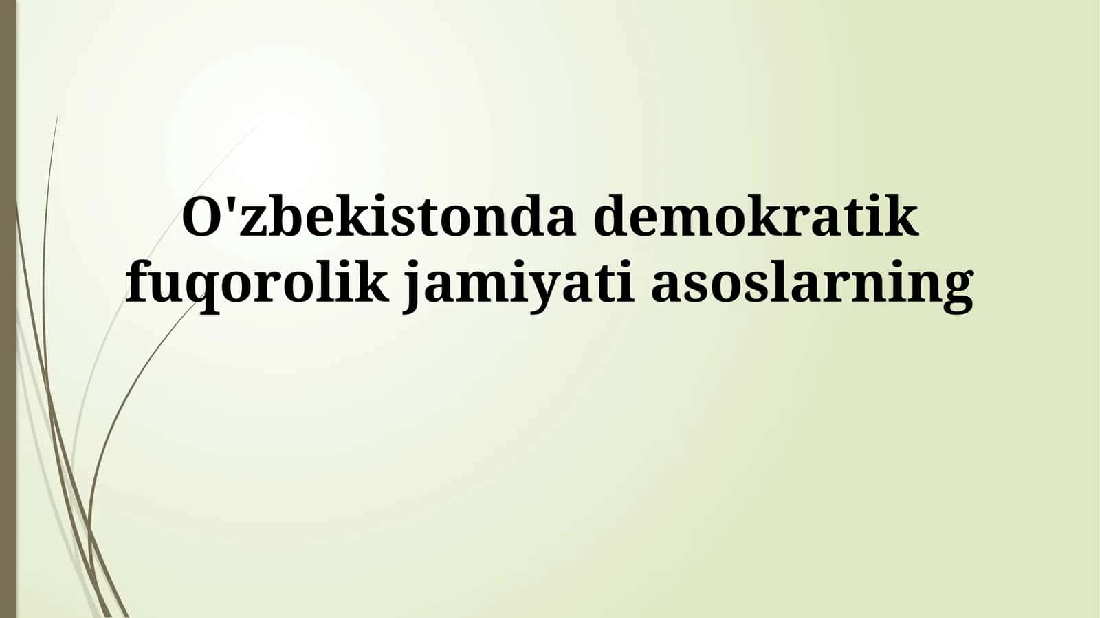 O'zbekistonda demokratik fuqarolik jamiyatining konstitutsiyaviy asoslari