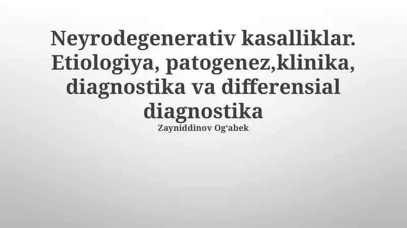 Neyrodegenerativ kasalliklar
