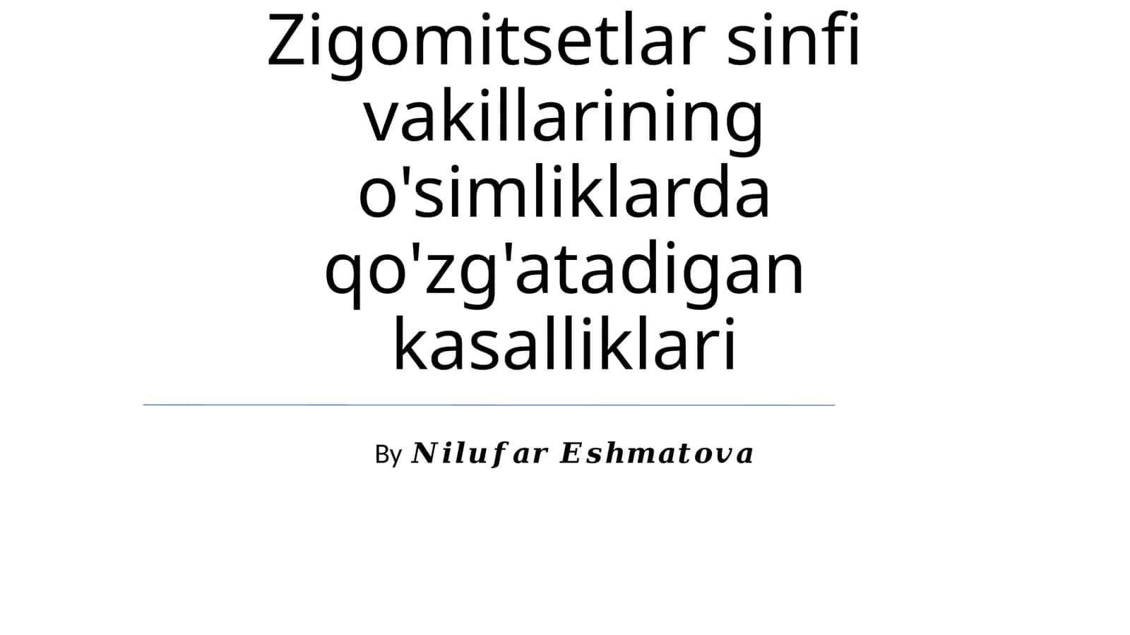 Zigomitsetlar sinfi vakillarining o'simliklarda qo'zg'atadigan kasalliklari