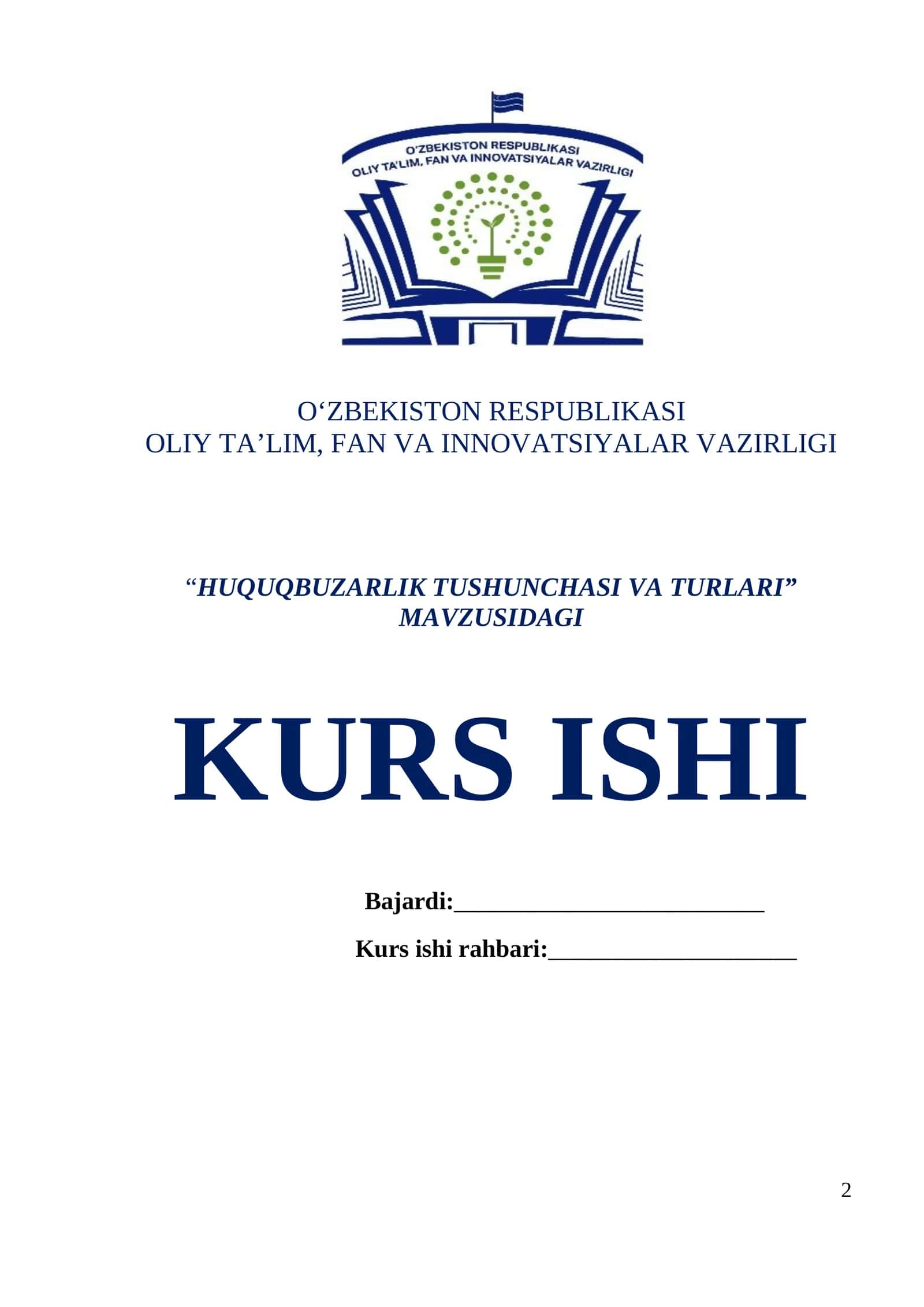 HUQUQBUZARLIK TUSHUNCHASI VA TURLARI