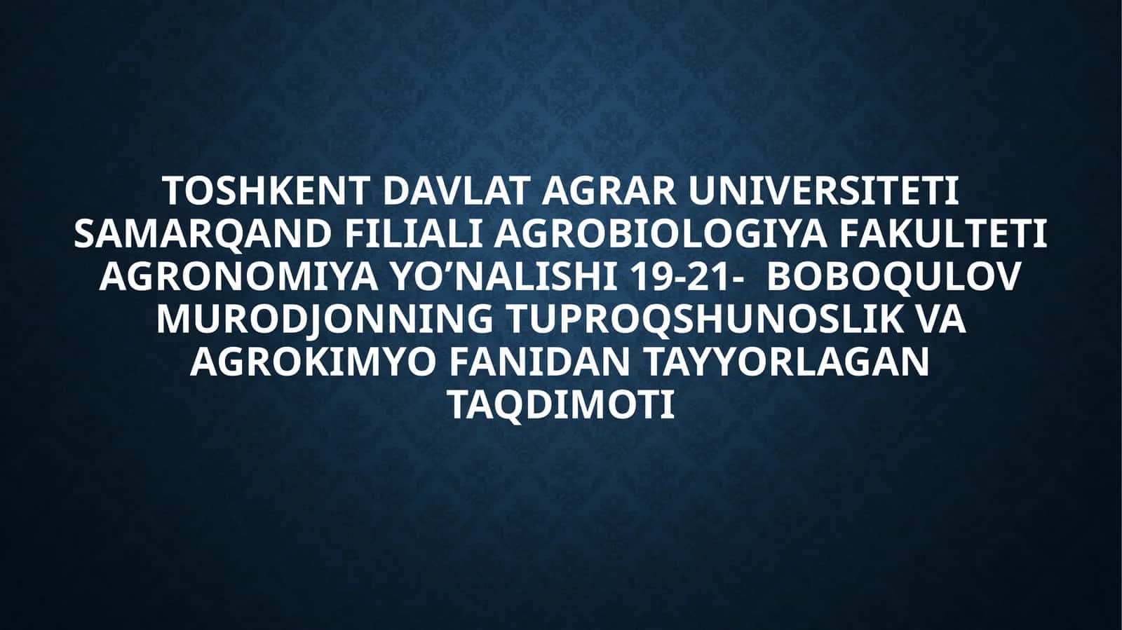 O`SIMLIKLAR MINЕRAL OZIQLANISH FIZIOLOGIYASI