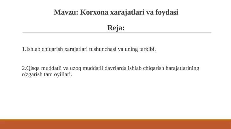 Korxona xarajatlari va foydasi haqida krossvord ham mavjud