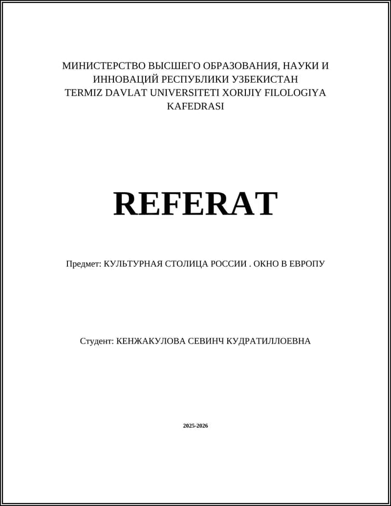 KULTURNAYA STOLICA ROSSII. OKNO V EVROPU
