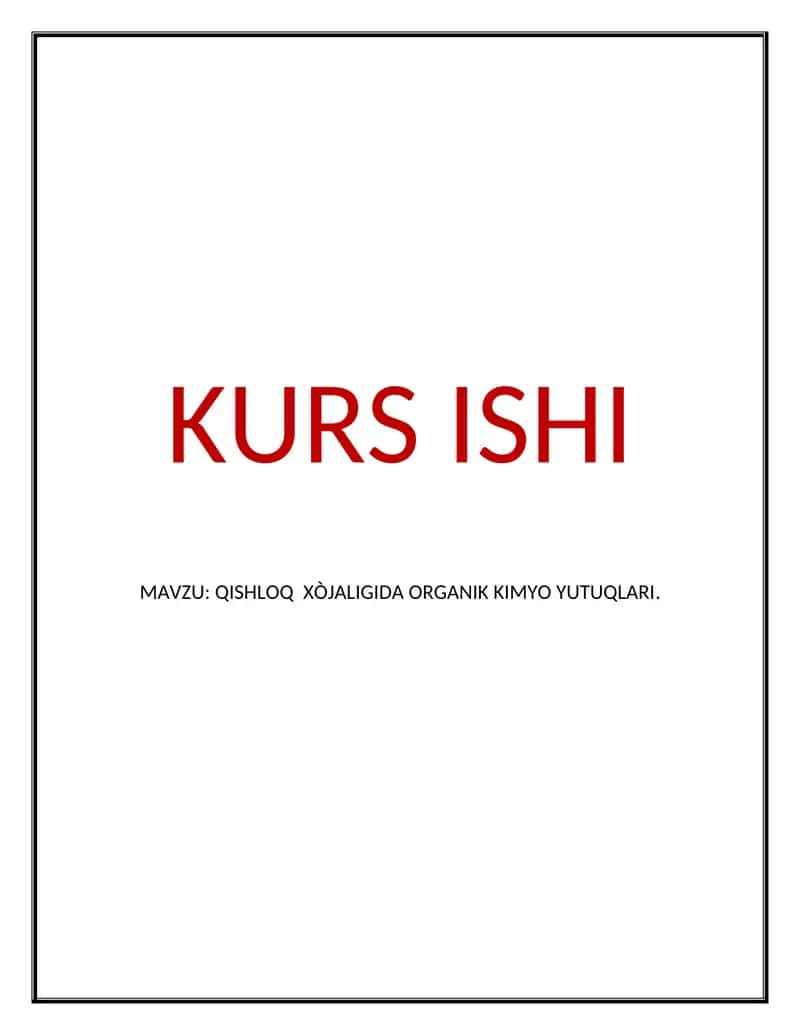 Qishloq xo’jaligida Organik kimyo yutuqlari