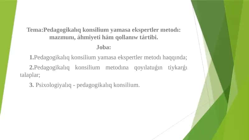 ÓZBETINSHE PEDAGOGIKALIQ KONSILUM