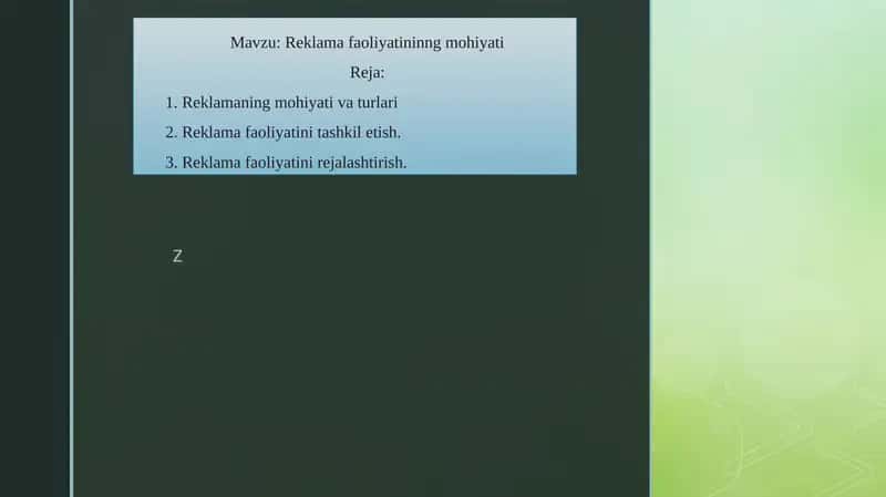 Reklama faoliyatininng mohiyati