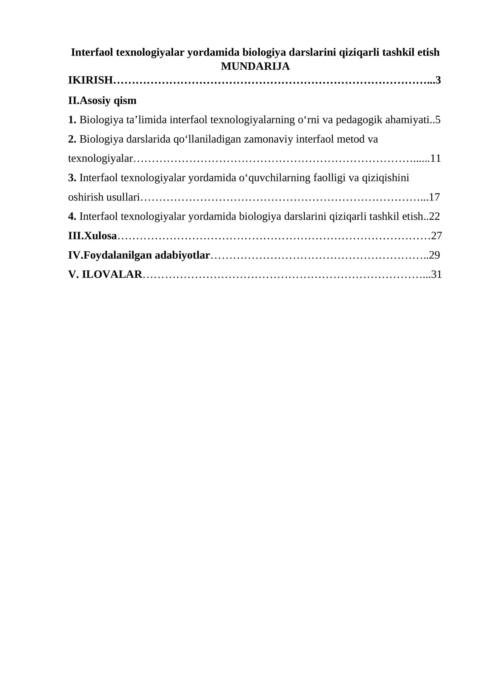 Interfaol texnologiyalar yordamida biologiya darslarini qiziqarli tashkil etish