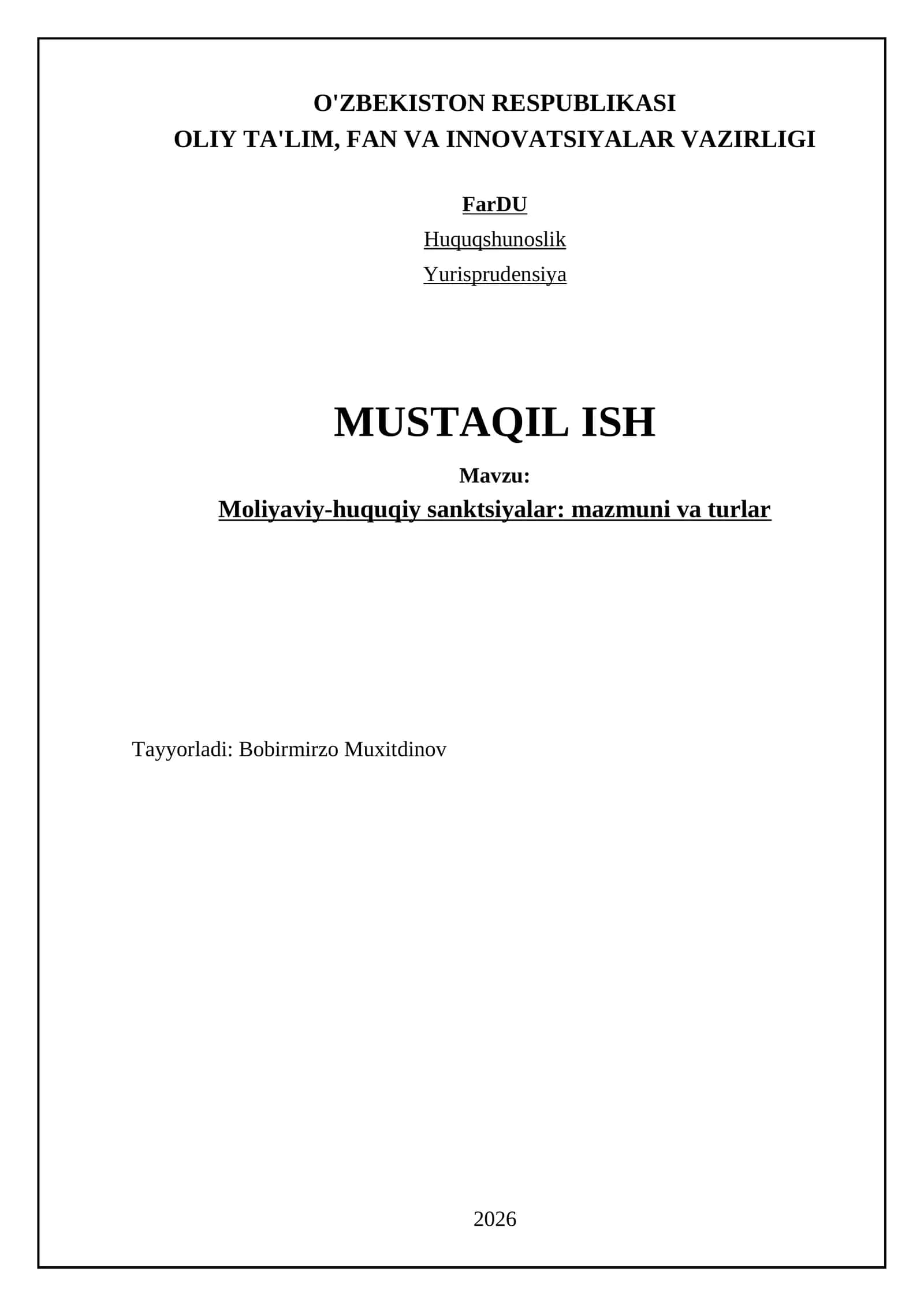 Moliyaviy-huquqiy sanktsiyalar: mazmuni va turlar