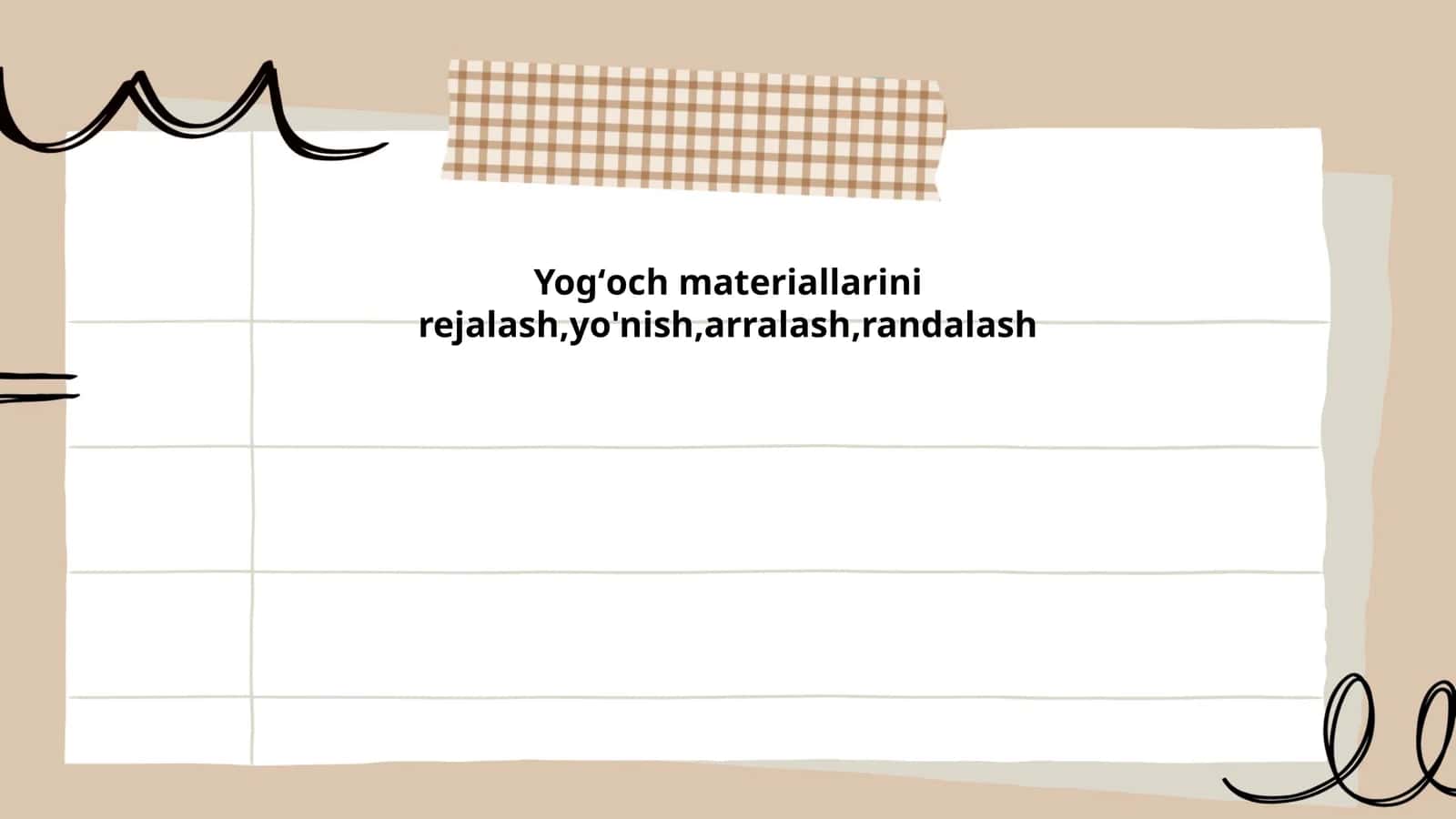 Yogʻoch materiallarini rejalash,yo'nish,arralash,randalash
