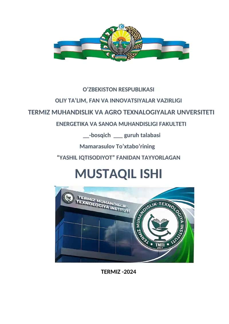 Iqlim o’zgarishlari oqibatlarga moslashish va tabiiy resursardan oqilona foydalanish yo’lari.