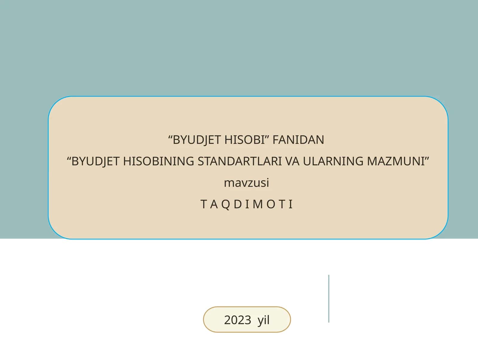BYUDJET HISOBINING STANDARTLARI VA ULARNING MAZMUNI