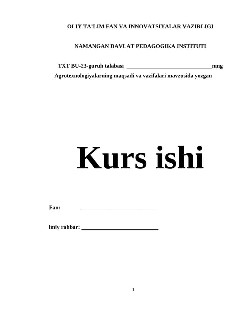 Agrotexnologiyalarning maqsadi va vazifalari