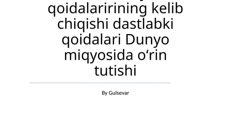 Dunyo miqyosida oʻrin tutishi