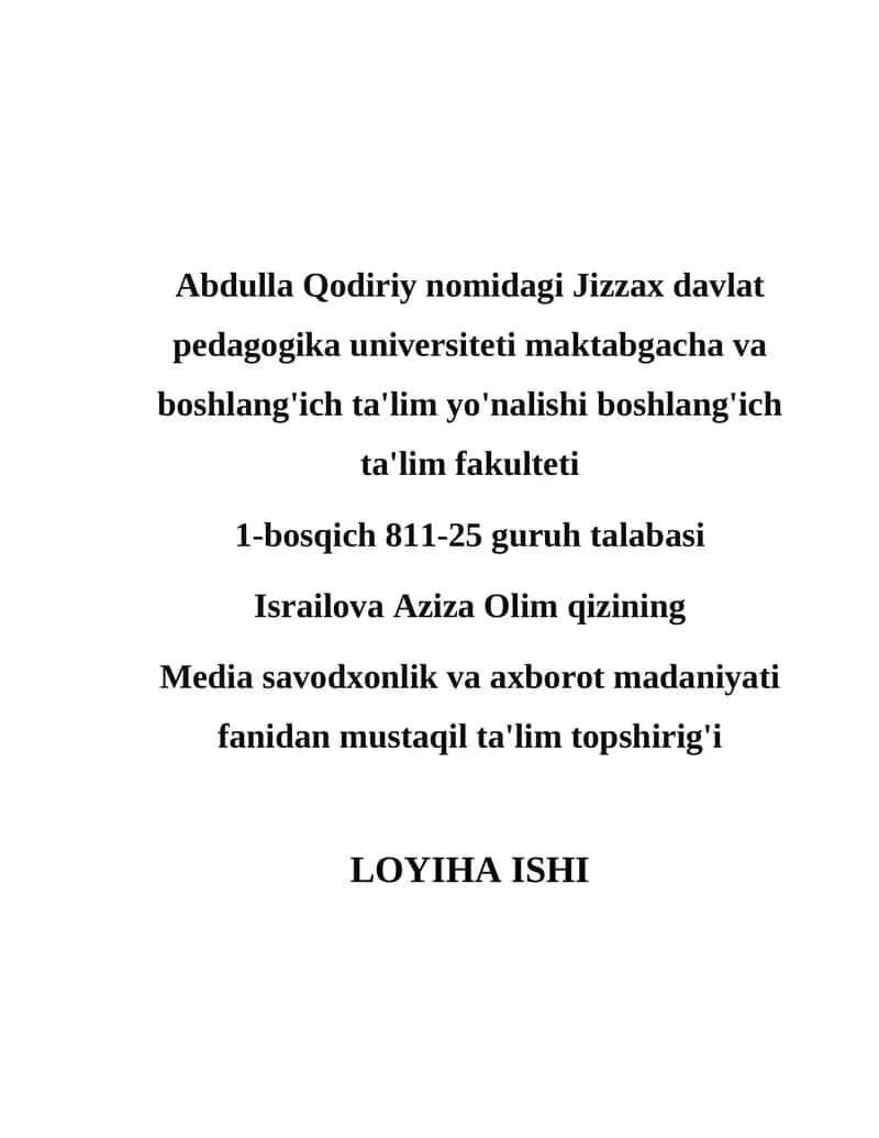 Media savodxonlik va axborot madaniyati