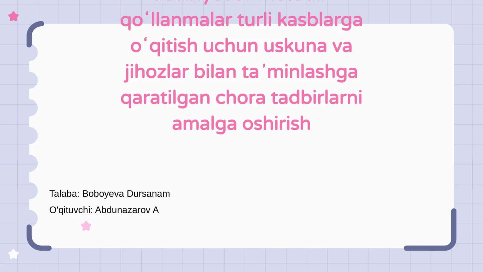Alohida taʼlim ehtiyojlari boʻlgan bolalar oʻqitiladigan taʼlim muassasalari zarur adabiyotlar metodik qoʻllanmalar