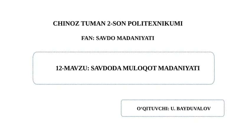 CHINOZ TUMAN 2-SON POLITEXNIKUMI