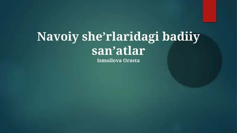 Navoiy she'rlaridagi badiiy san'atlar