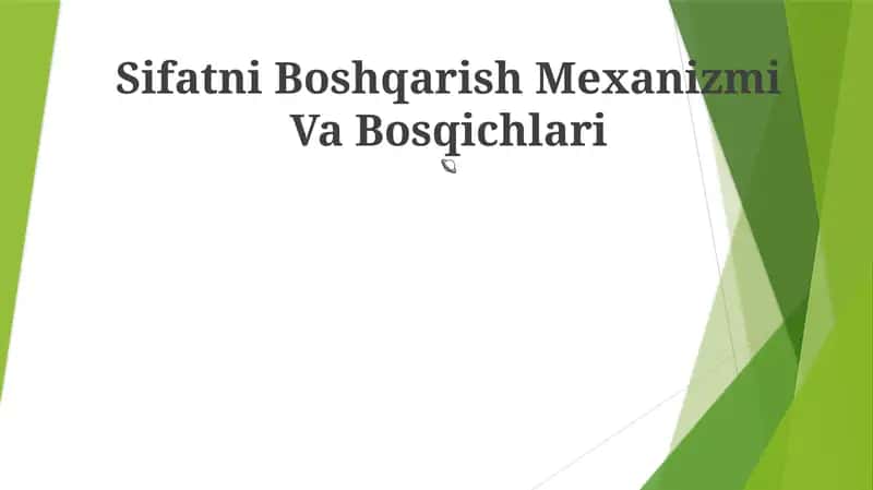 Sifatni Boshqarish Mexanizmi Va Bosqichlari