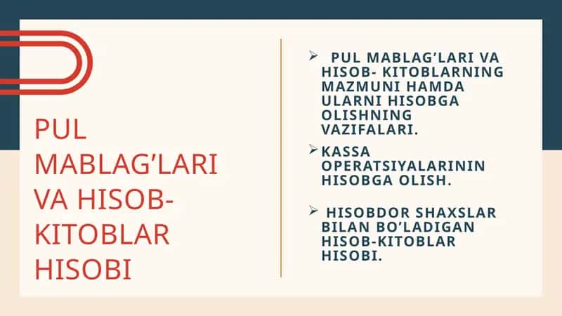 Pul mablag’lari va hisob-kitoblar hisobi