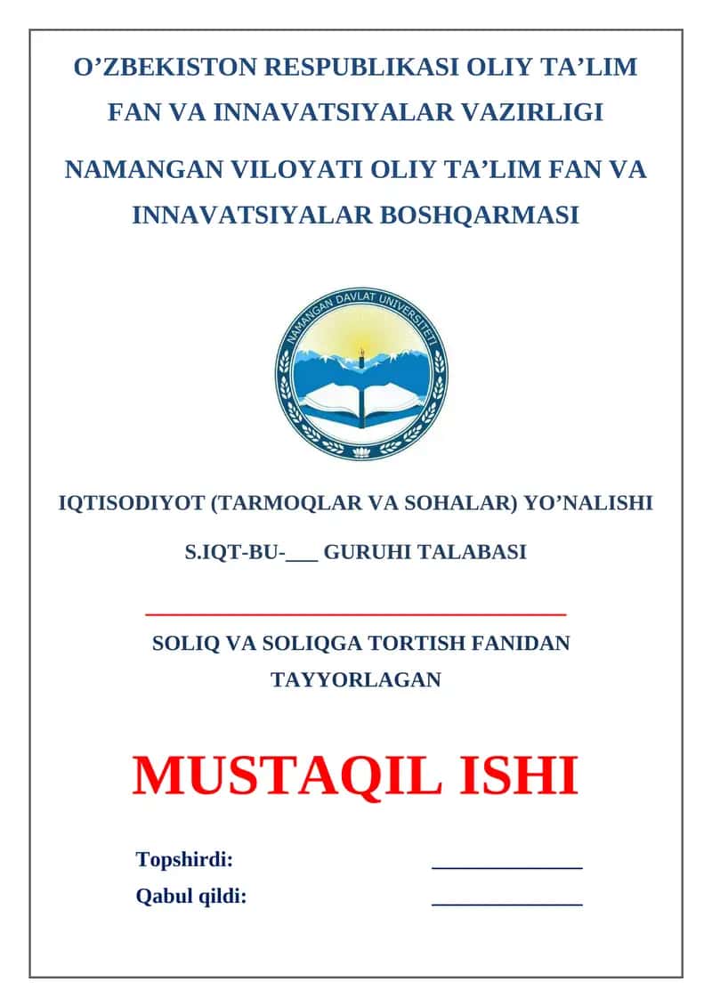 Jismoniy shaxslardan undiriladigan soliqlar tavsifi