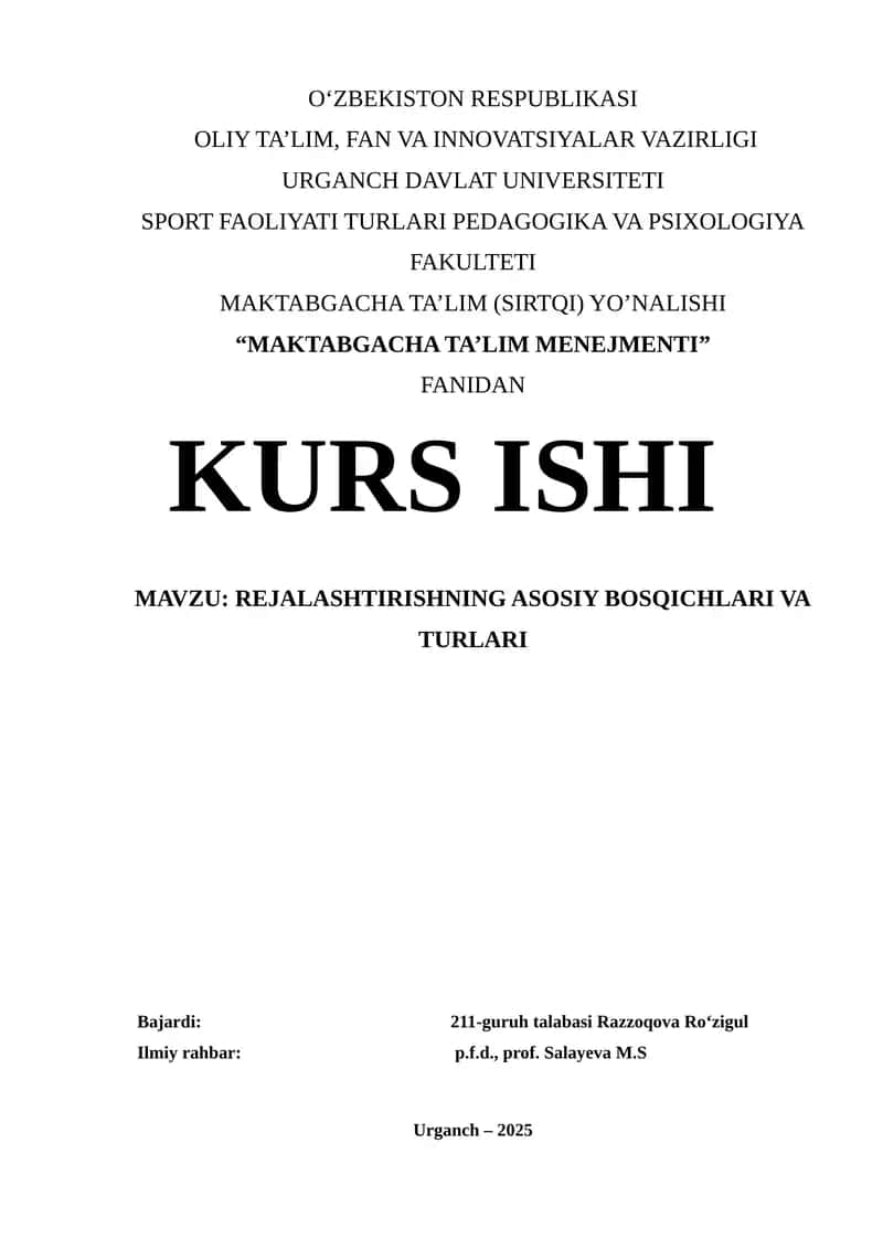 "MAKTABGACHA TA’LIM MENEJMENTI"
