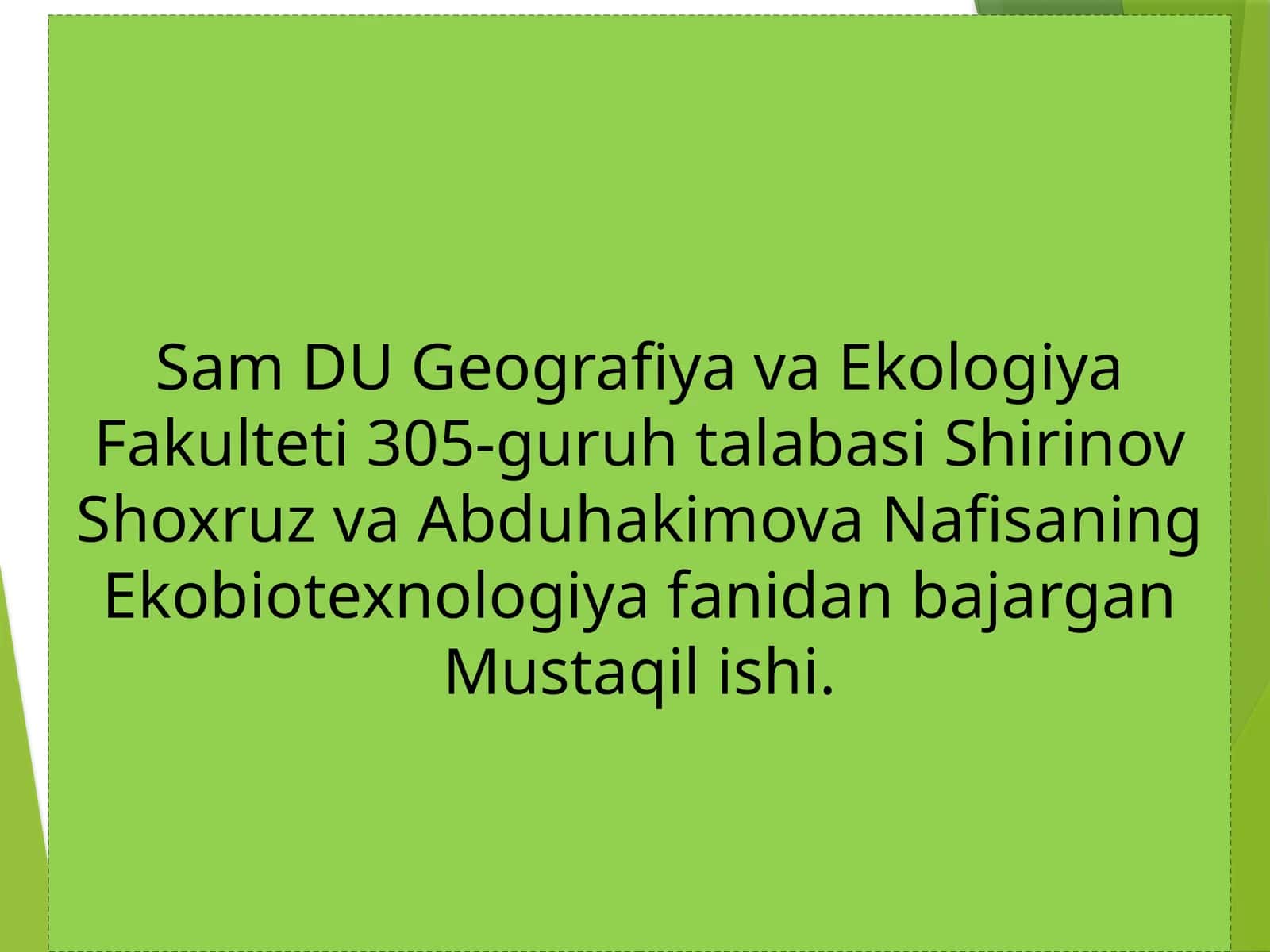 Oqava suvlarni biotexnologik usulda tozalash
