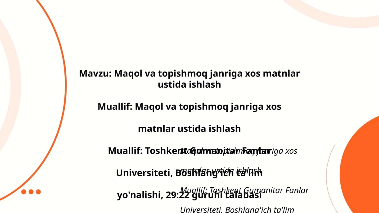 Maqol va topishmoq janriga xos matnlar ustida ishlash