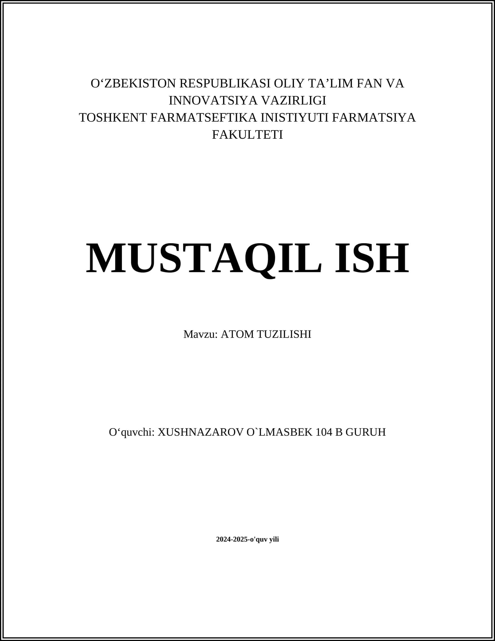 Atom Tuzilishi