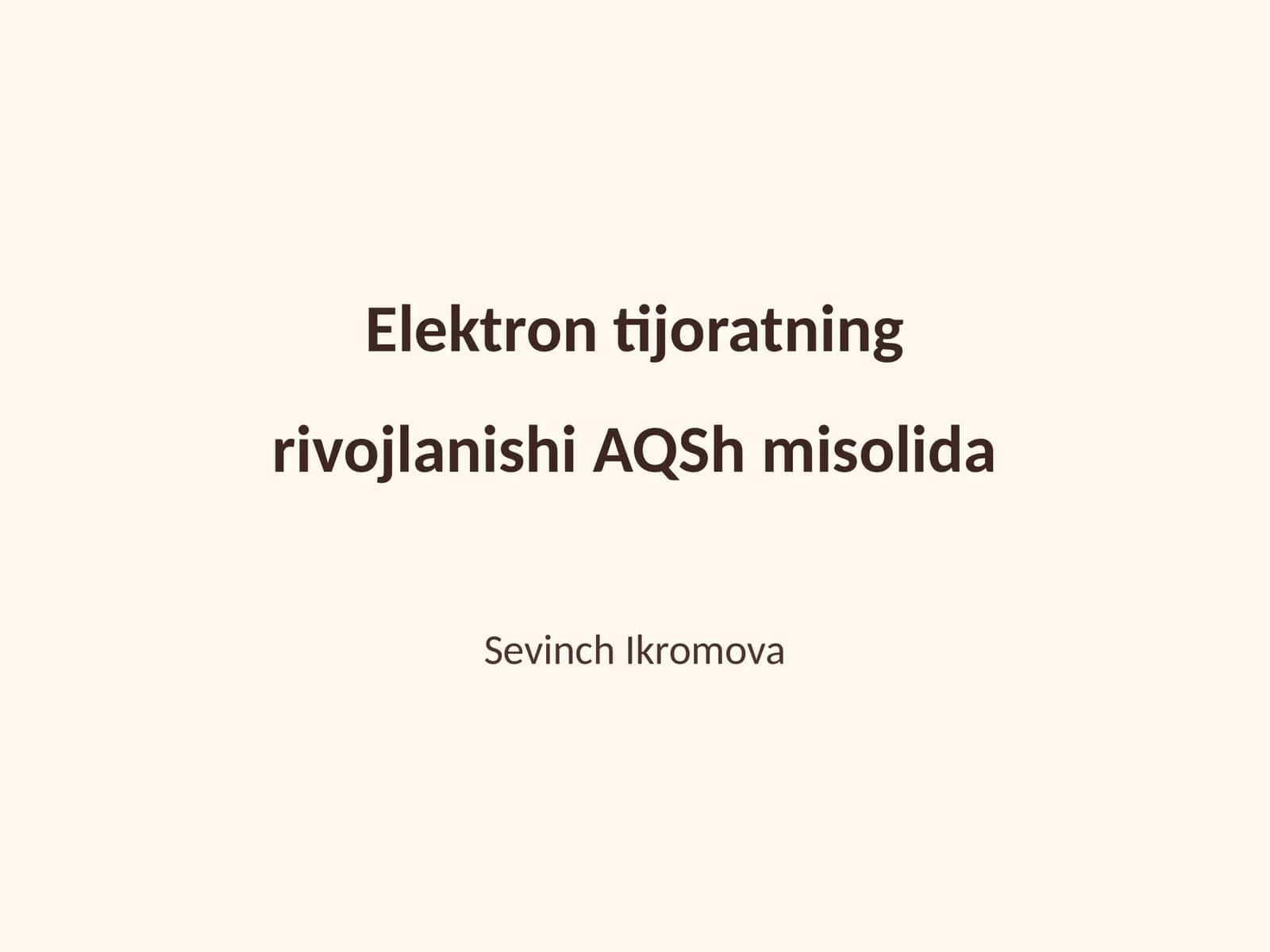 Elektron tijoratning rivojlanishi AQSh misolida