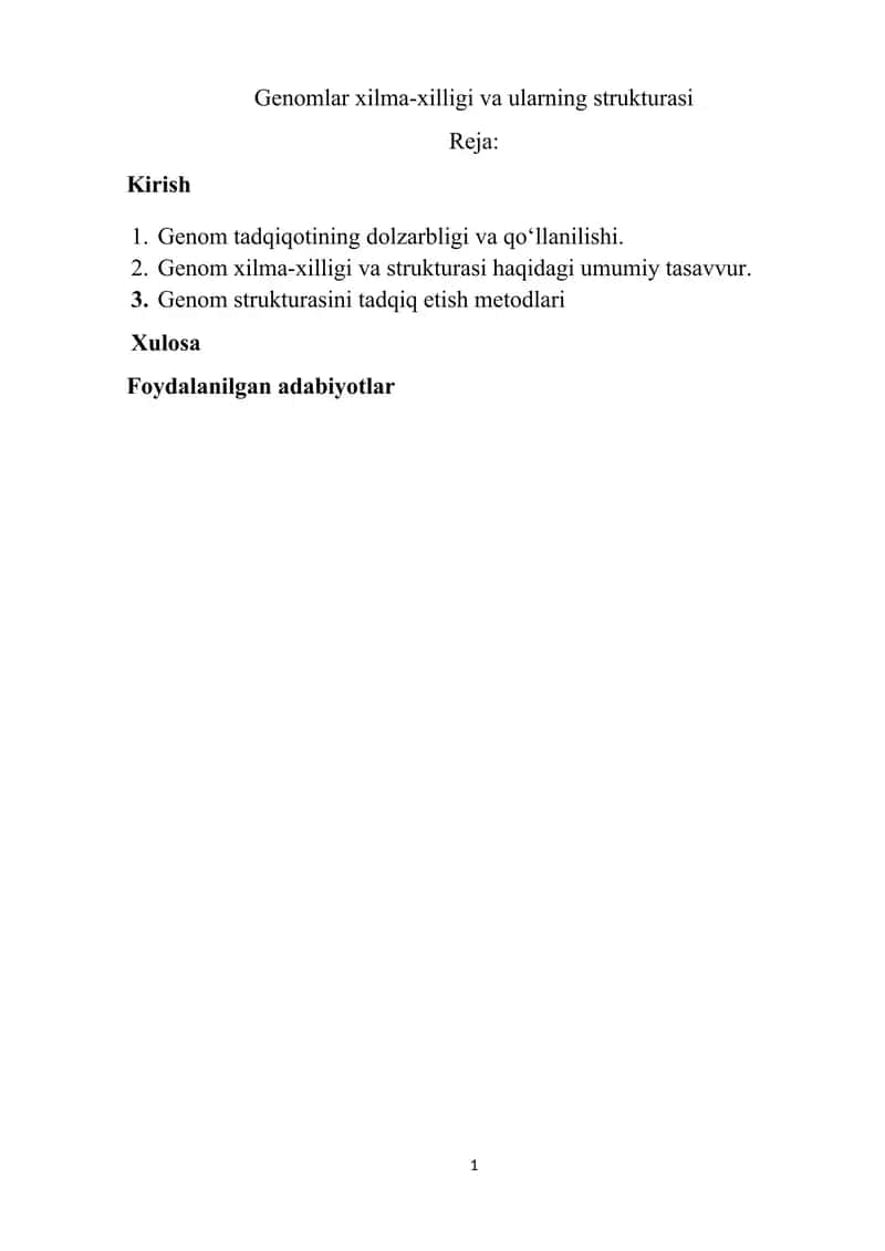 Genomlar xilma-xilligi va ularning strukturasi