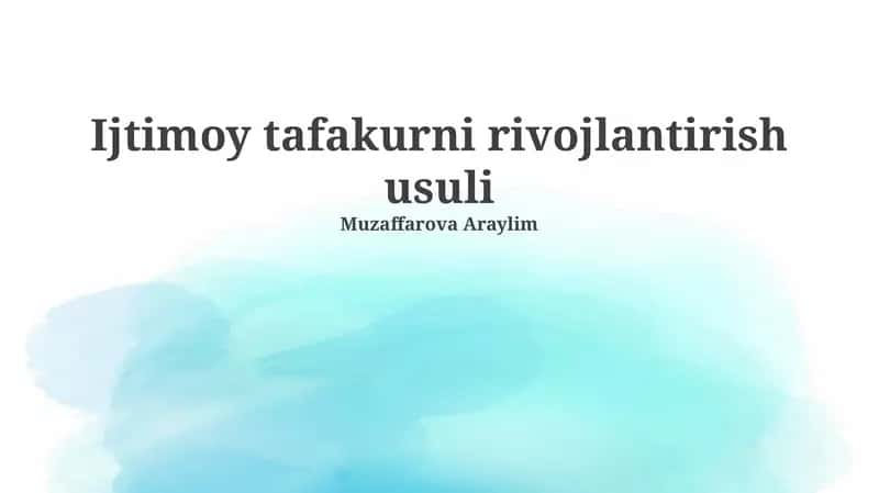 Ijtimoiy tafakurni rivojlantirish usuli