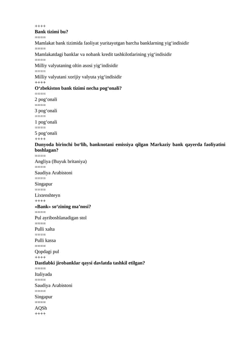 bank ishi test yakuniy