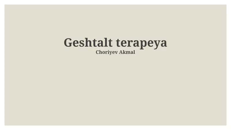 Gestalt Terapiyasi